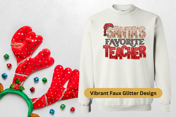 Santa's Favorite Teacher (Faux Glitter)
