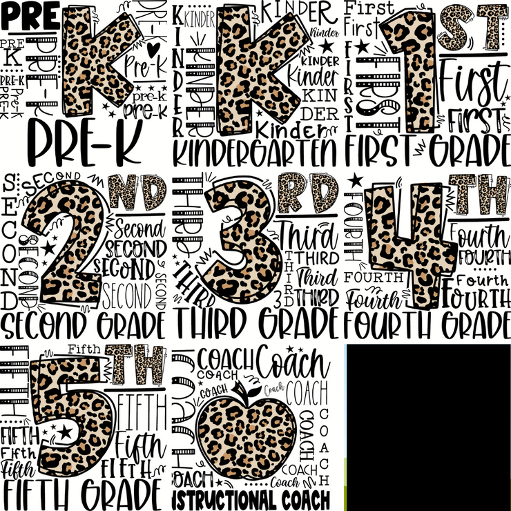 Grade Level Leopard Typography Combo